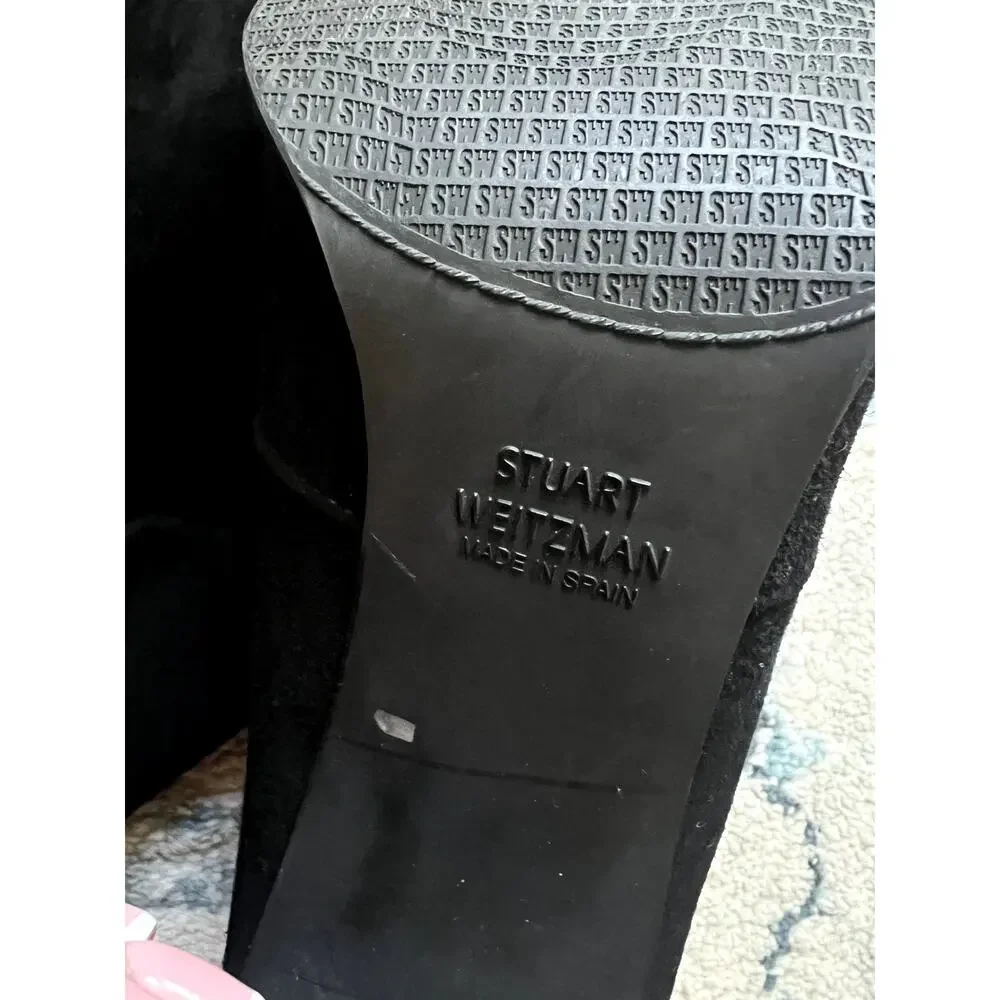 Stuart Weitzman Highland Over the Knee Boots Black Suede Heeled size 7